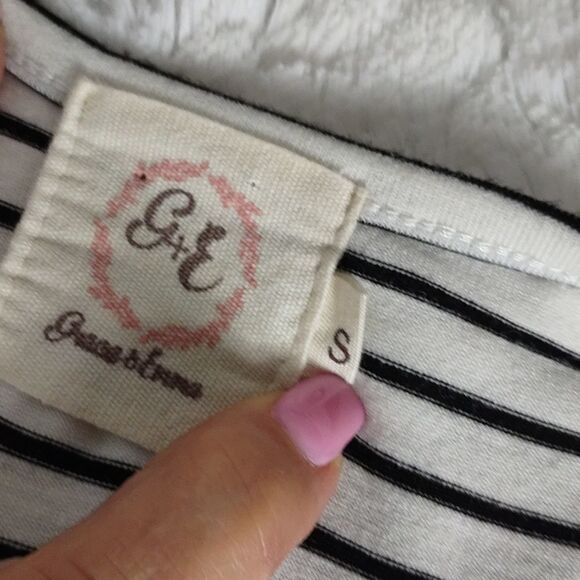 Grace & Emma Striped Floral Drop Back Tee - Picture 6 of 7